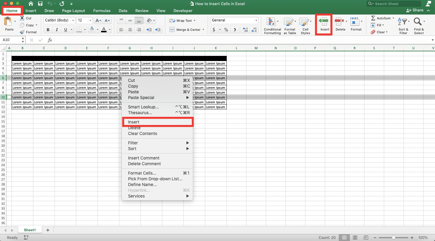 How To Insert Cells In Excel Formula