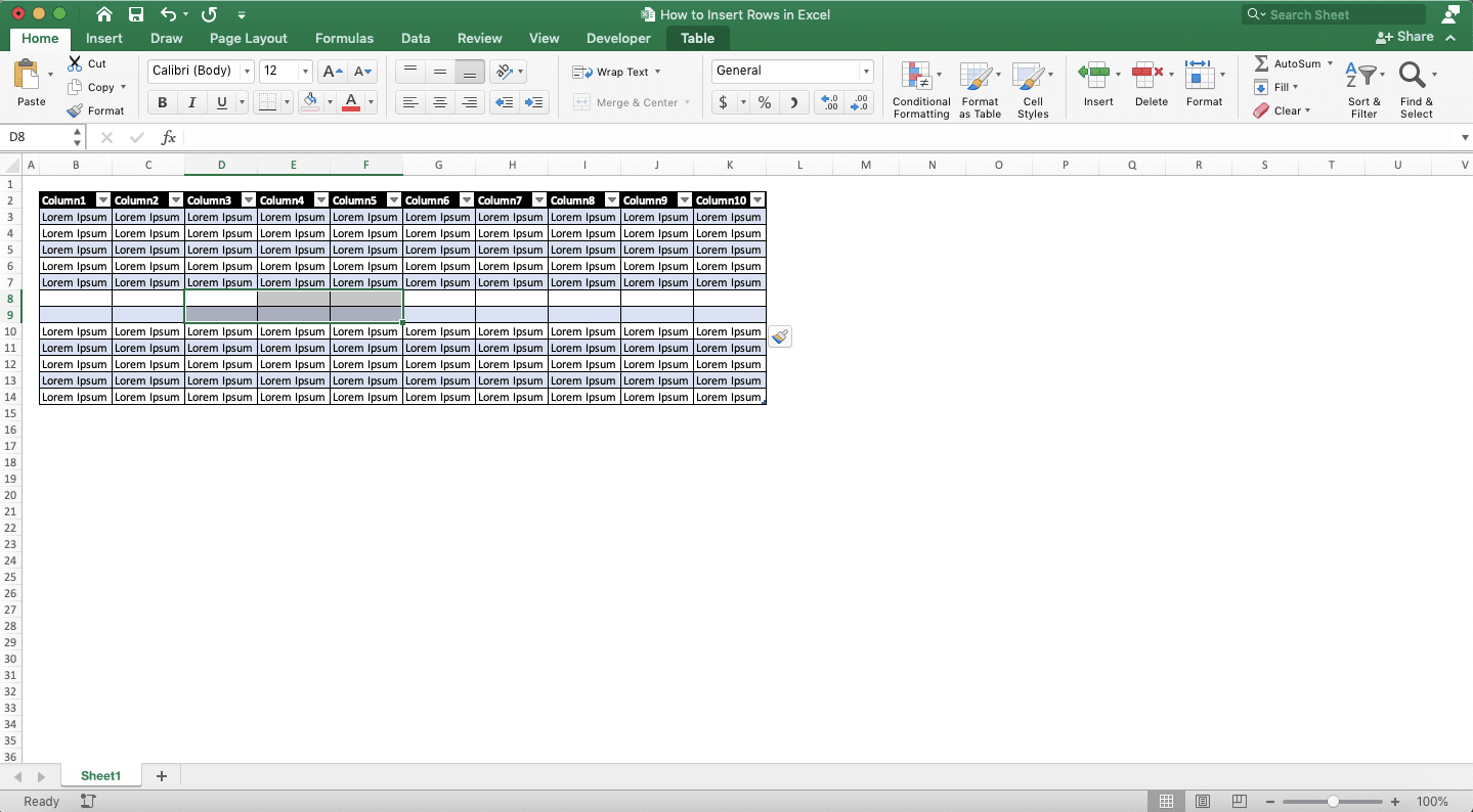 How To Add Sub Rows In Excel Table - Printable Templates