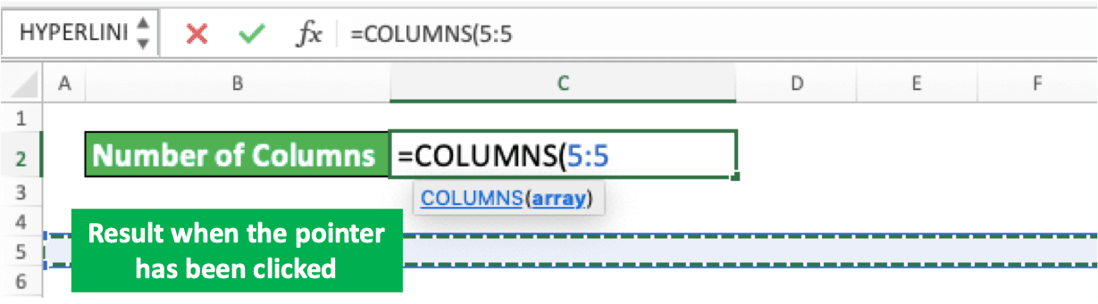 Number of Columns and Rows in Excel - Screenshot of the Result After Clicking on the Row Number