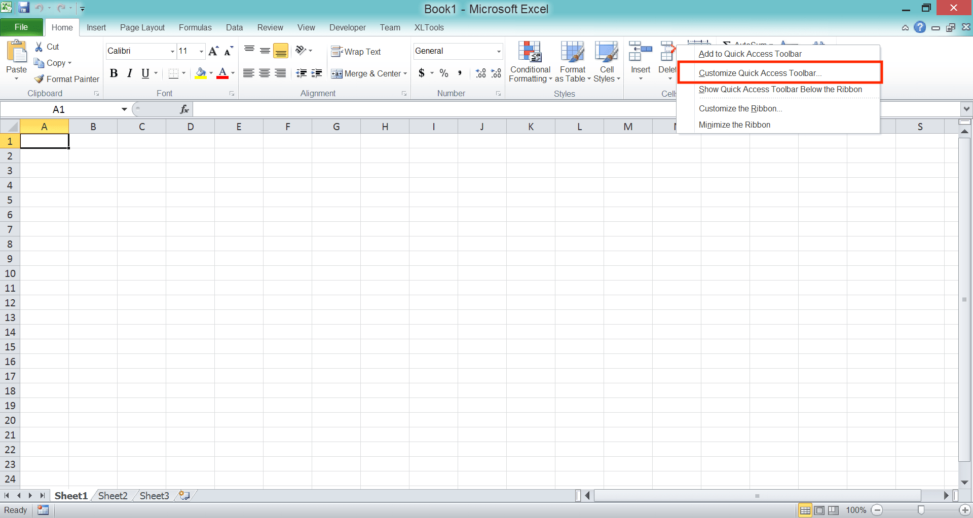 Excel Quick Access Toolbar; Meaning, Purpose, and How to Use It - Screenshot of the Add to Quick Access Toolbar Choice Location in a Ribbon Button's Right-Click Menu