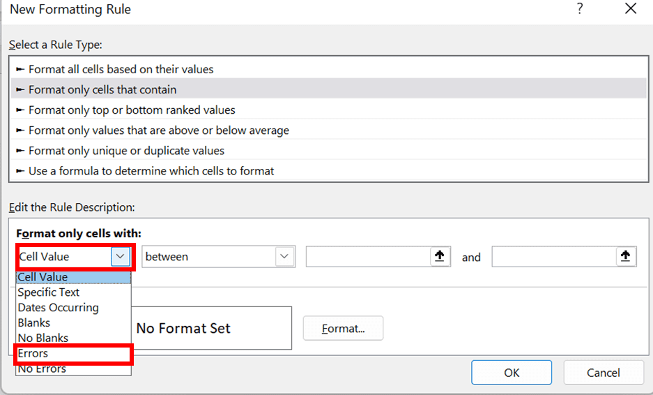 Error value in field