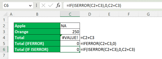 How to Remove #VALUE! Error in Excel - Screenshot of the Result Example after Hiding the #VALUE! Error with IFERROR and IF ISERROR