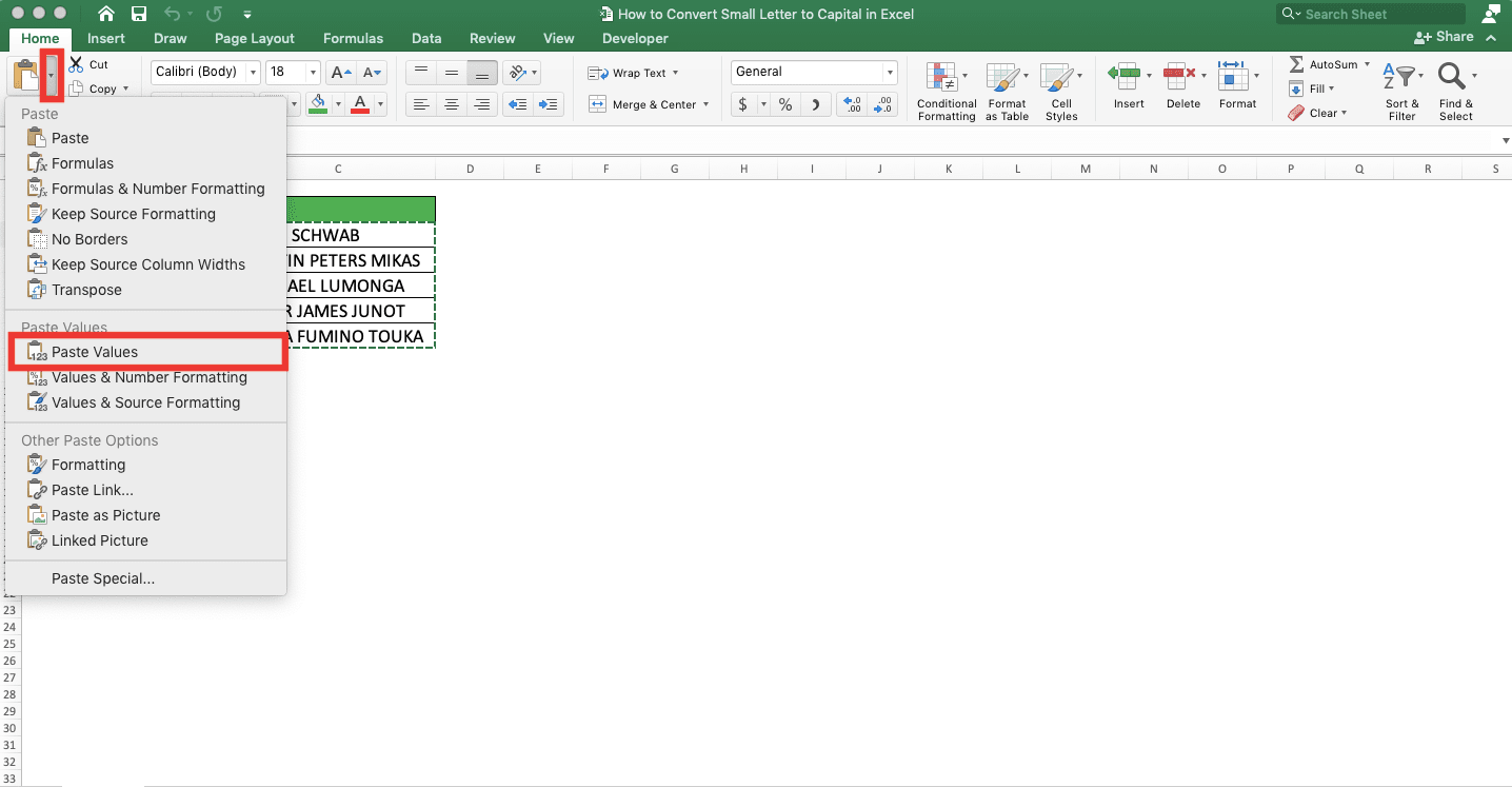 how-to-change-small-letter-to-capital-letter-in-microsoft-excel-2017