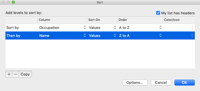 How to Sort in Excel - Screenshot of the Additional Detail Input Example to Sort Multi-Level