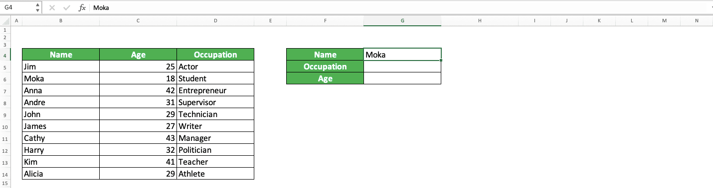 VLOOKUP Column Index Number: What is It and How to Input It Correctly? - Screenshot of the VLOOKUP Column Index Numbers Calculation Example Based on the Column Orders