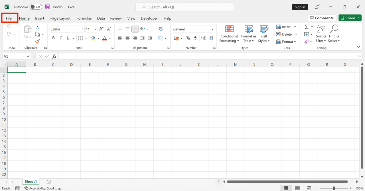 Workbook in Excel: Meaning, Function, and How to Use It - Screenshot of Opening a Workbook in Excel, Step 1