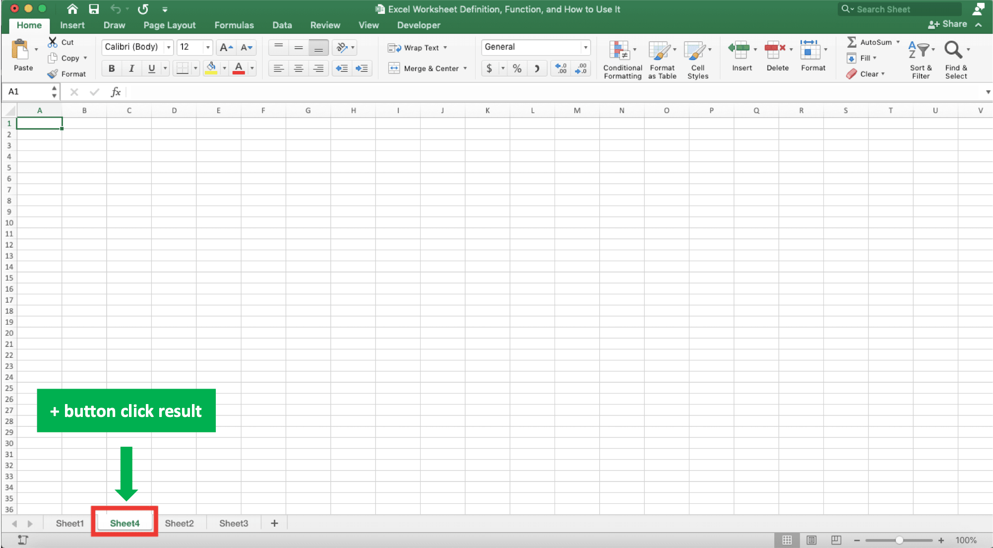 Excel Worksheet Definition, Function, and How to Use It - Screenshot of the Result Example for Adding a Sheet in Excel