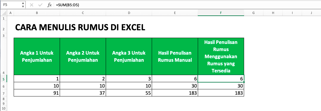 How to Write Excel Formula - Screenshot of Example 2