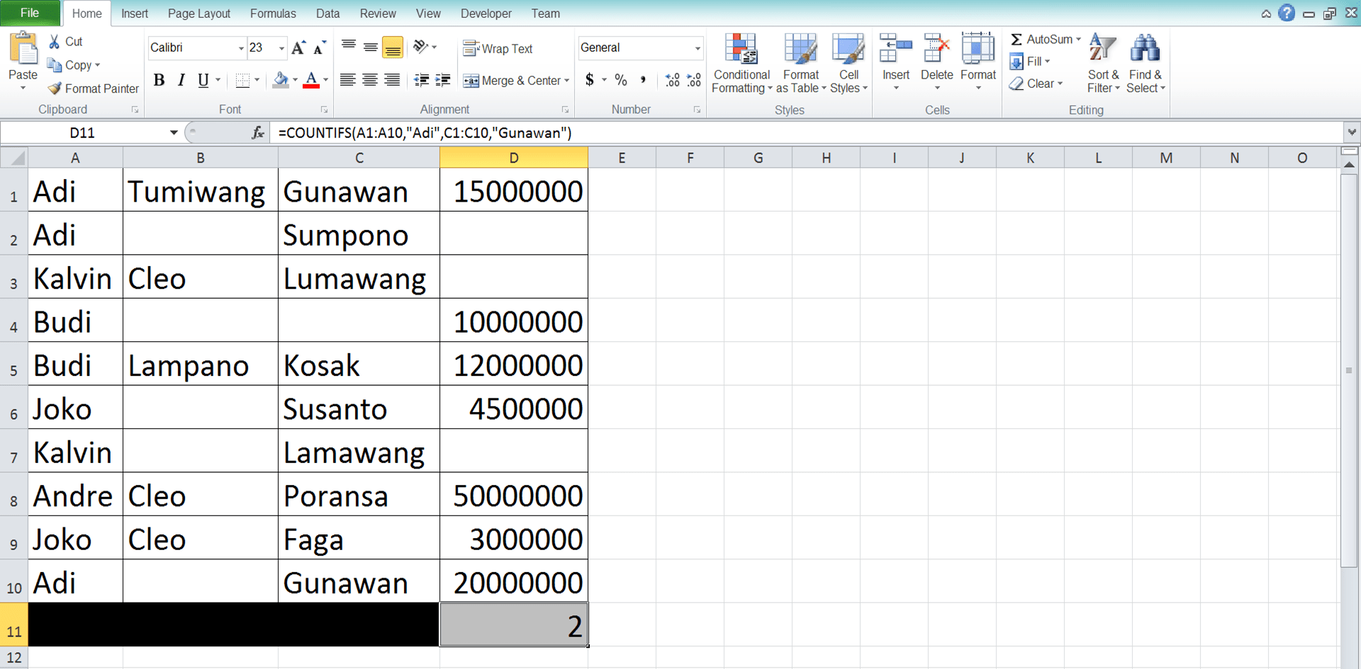 How to Use COUNTIFS Excel Formula: Function, Examples, and Writing Steps - Screenshot of Step 8