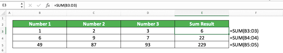 SUM Formula in Excel: Functions, Examples and How to Use - Screenshot of the SUM Implementation Example