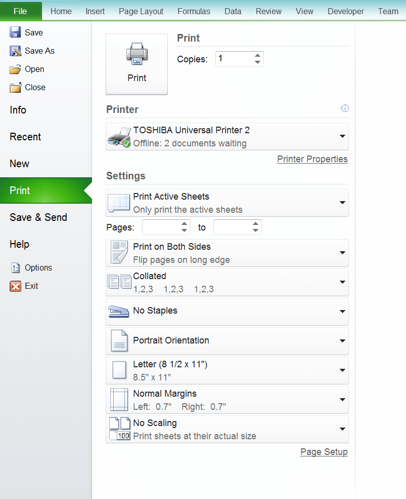 How to Print in Excel Neatly - Screenshot of Step 2