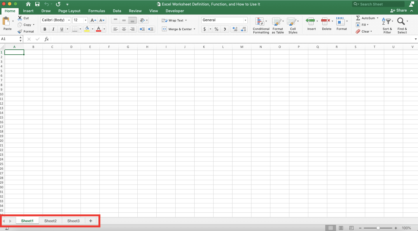 Excel Worksheet Definition, Function, and How to Use It - Screenshot of the Worksheet Management Part Location in Excel