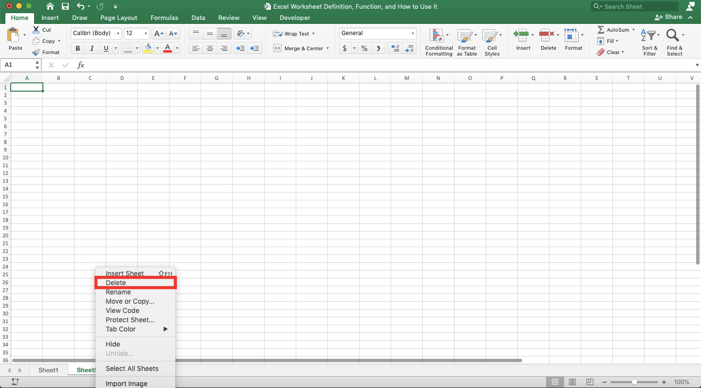 Excel Worksheet Definition, Function, and How to Use It - Screenshot of the Rename Choice Location in the Sheet Right-Click Menu in Excel