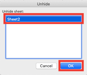 Excel Worksheet Definition, Function, and How to Use It - Screenshot of the Unhide Sheets Dialog Box in Excel